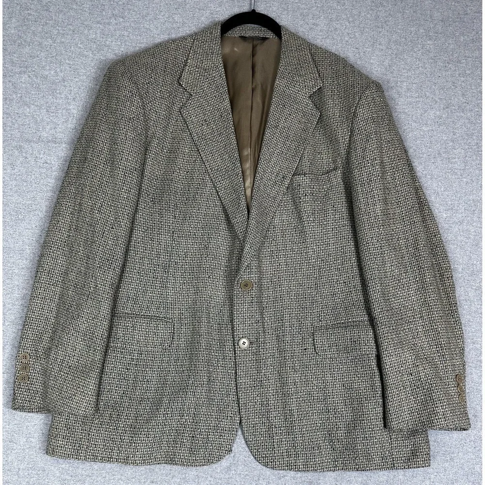 Vintage Norm Thompson Blazer Mens 44R Brown Tweed Sport Coat Made USA 90s